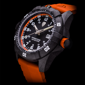 Carbon Dive CARBON CASE/BLACK&ORANGE DIAL/ORANGE STRAP | Black Dial