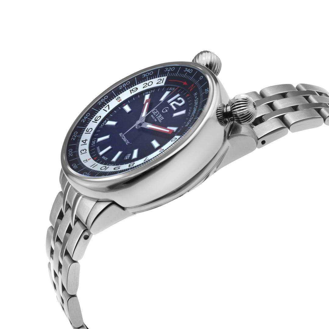 Wallabout Swiss Made Automatic Solar compass Blue Blue | Blue Dial