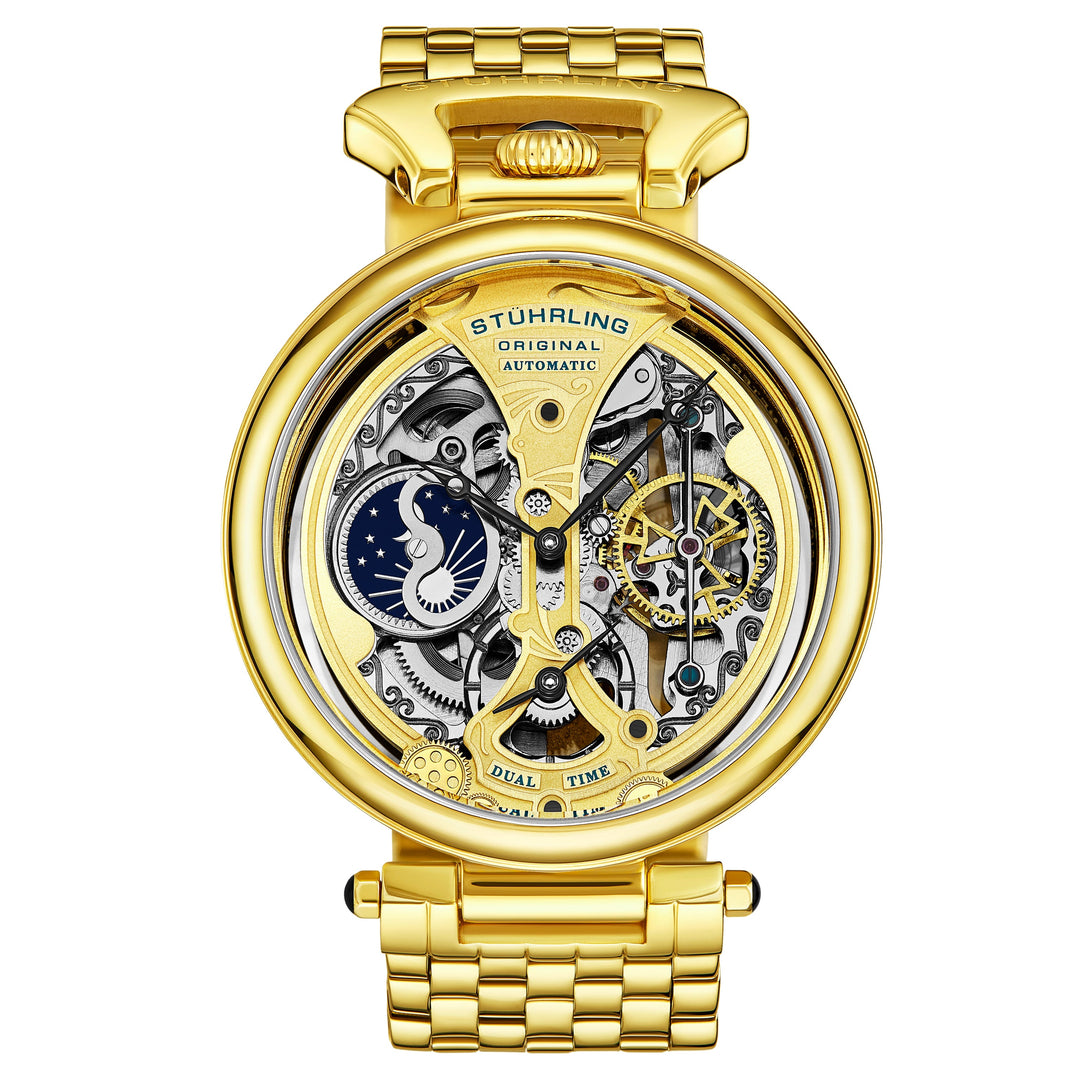 Emperor's Grandeur 4003 Dual Time Automatic 46mm Skeleton Gold/Bracelet | Gold D