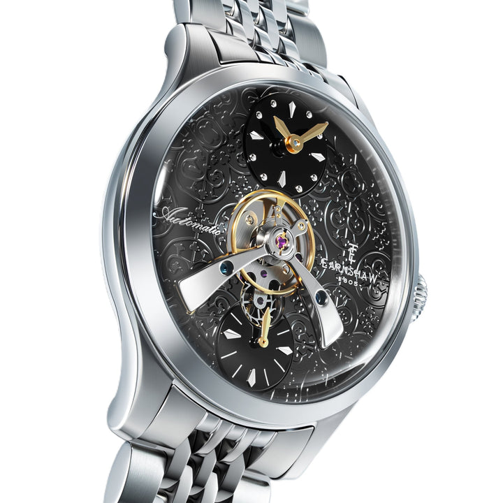 Dalton Gothic Time  / Silver Stainless Steel Bracelet Black Dial