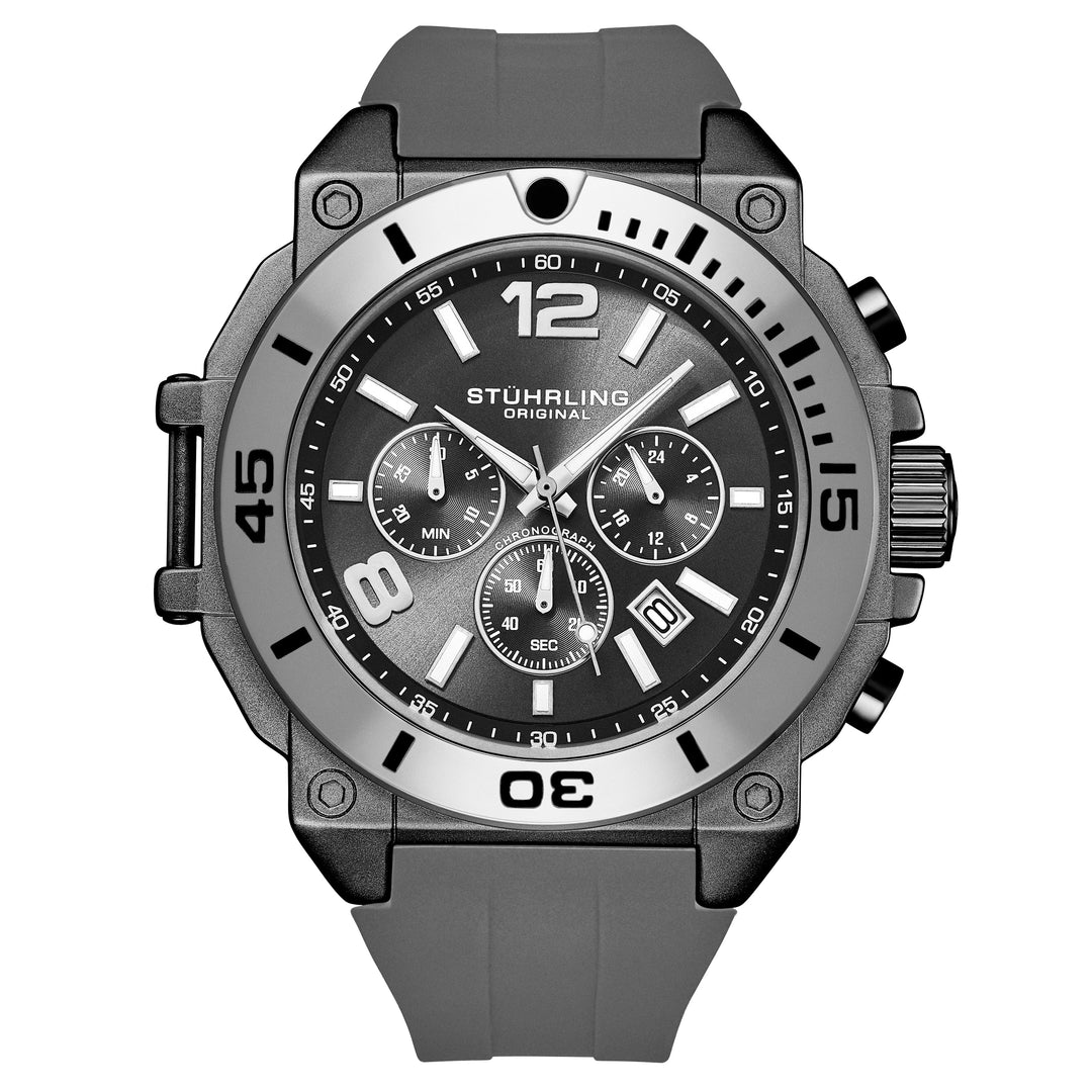 Spectra 50mm Japanese Quartz Chronograph Grey/Rubber | Gray Dial