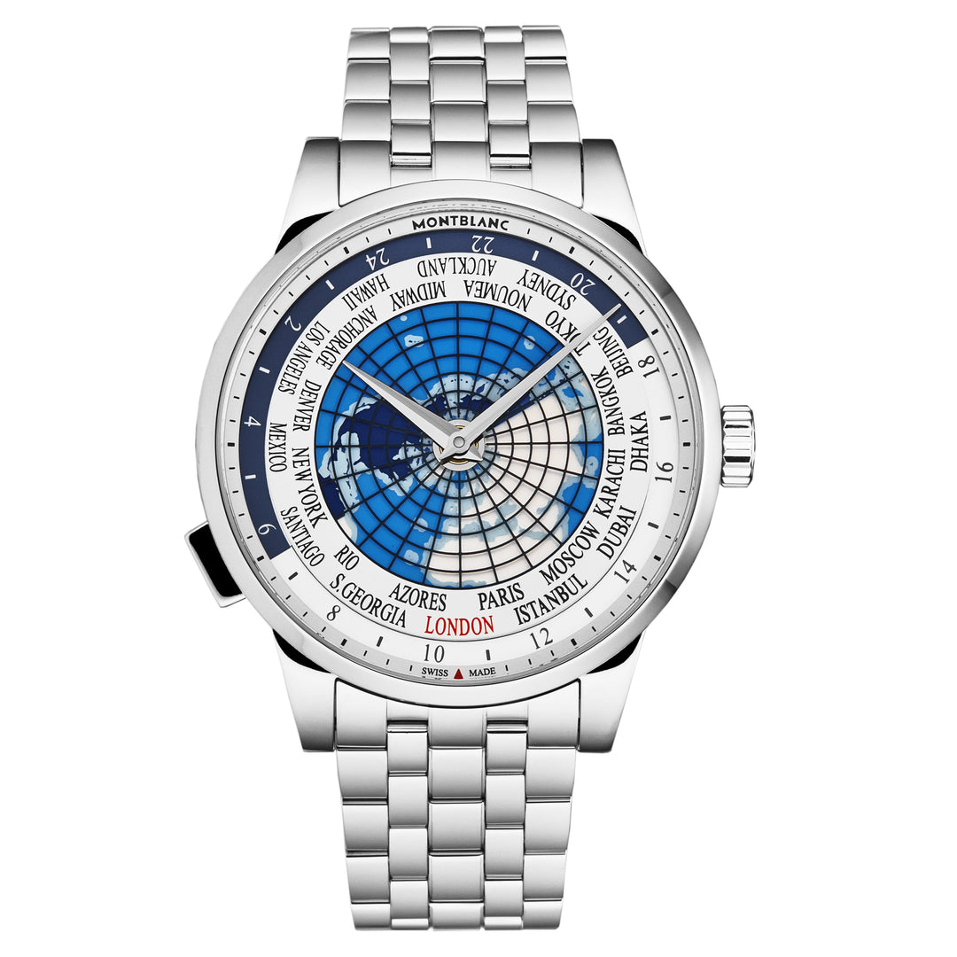 Heritage 112309 / Silver / Blue World Map | Silver / Blue World Map Dial