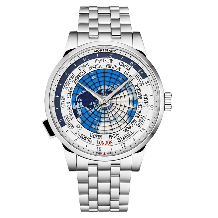 Heritage 112309 / Silver / Blue World Map | Silver / Blue World Map Dial
