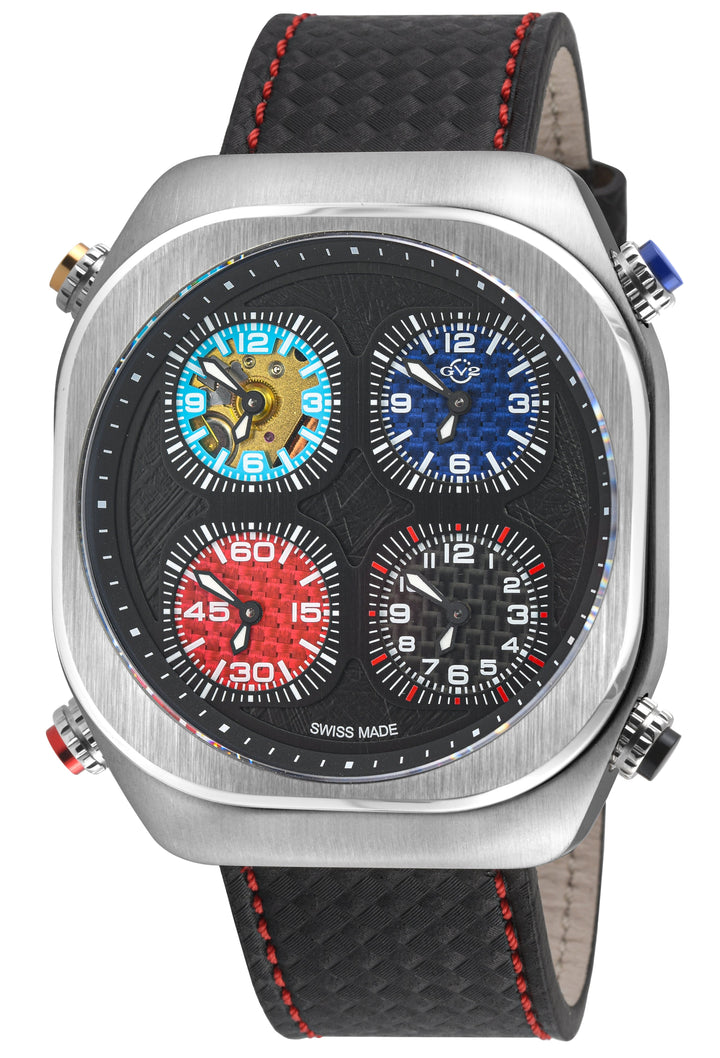 Quattro Zone GV2 Swiss Quartz, 316L Silver Case, Black dial, Sub Dials, Black It