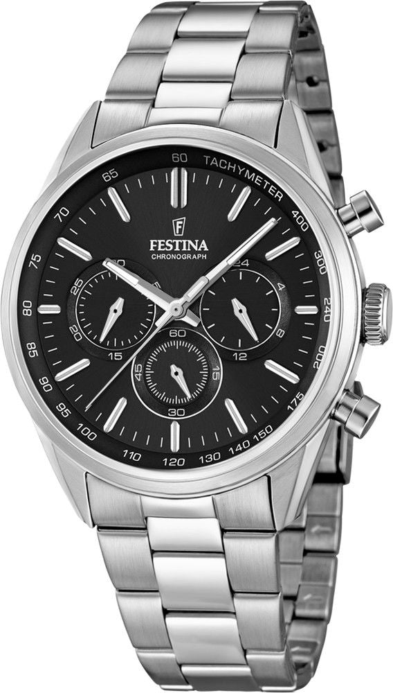 Timeless Chrono Black / Stainless Steel | Black Dial