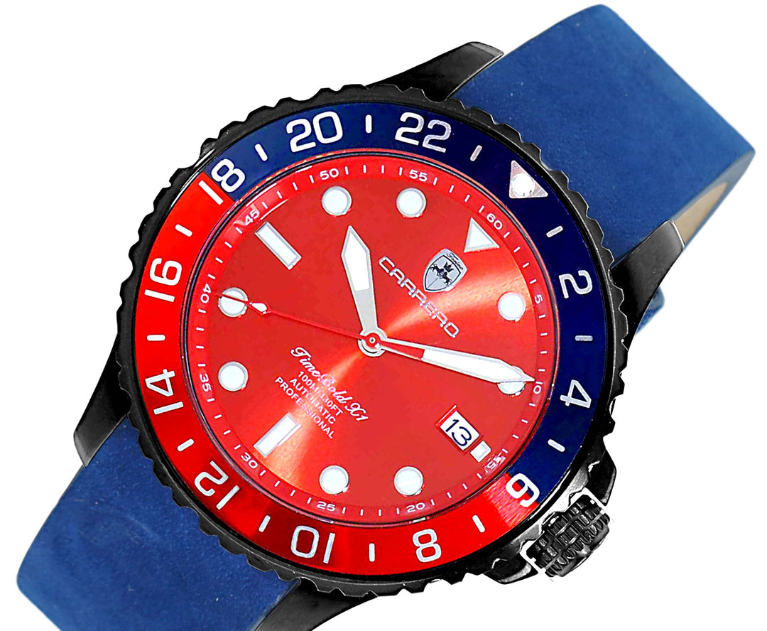 TIME BOLD- X4 BLUE/RED - BLUE SUEDE Red Dial