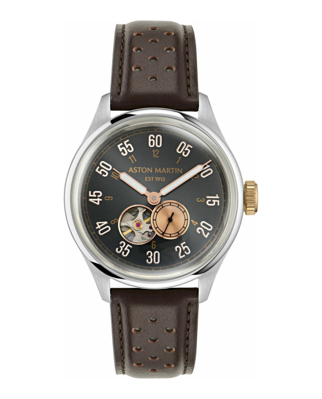 TS1 Automatic Stainless Steel/Partial Sekelton Automatic/Brown Leather Strap Bla