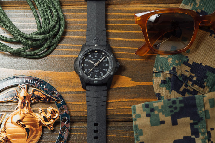 USMC 1010 DIVE SERIES - 250th Anniversary Carbon/Black/Charcoal | Black Dial
