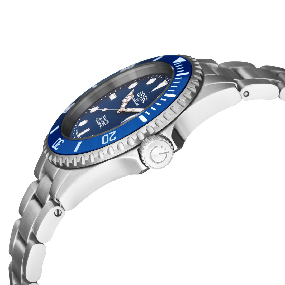 Wall Street Gevril Swiss Made SW200 Steel Rotating bezel Watch, 316L Case, Blue 