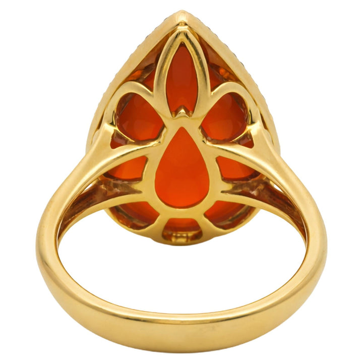 Pear-Shaped Carnelian & Diamond Halo Ring