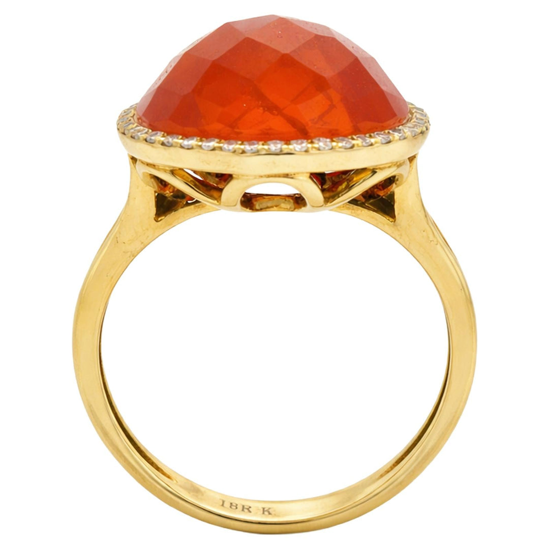 Pear-Shaped Carnelian & Diamond Halo Ring
