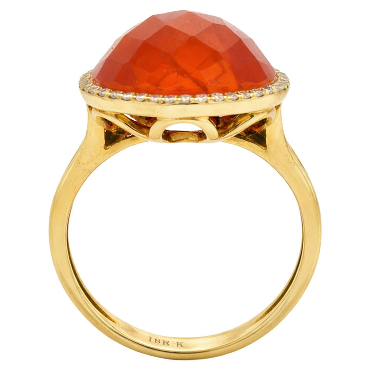 Pear-Shaped Carnelian & Diamond Halo Ring