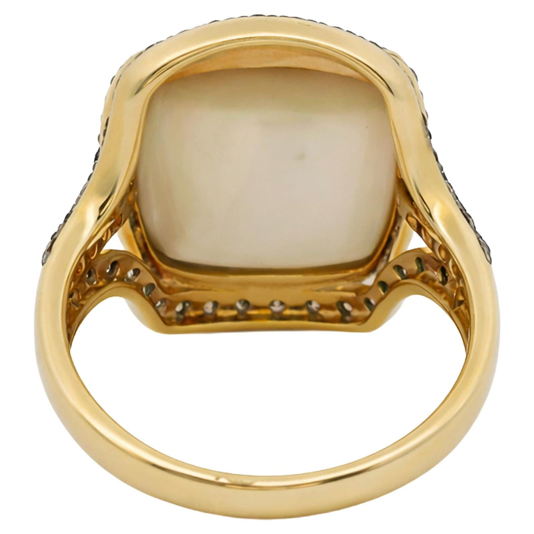 Cushion Cut Smoky Quartz & Diamond Double Halo Ring