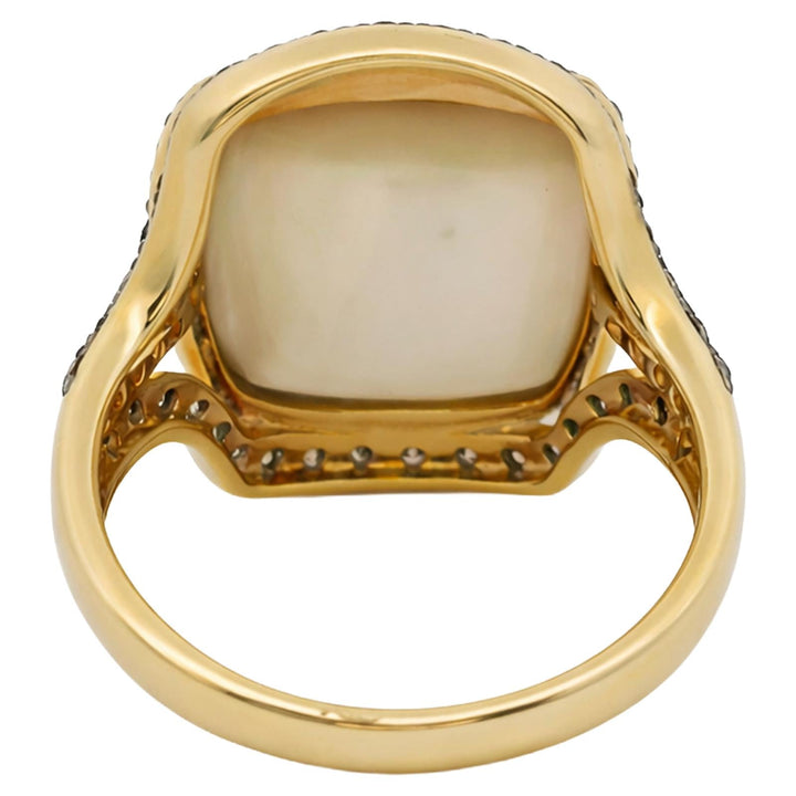 Cushion Cut Smoky Quartz & Diamond Double Halo Ring