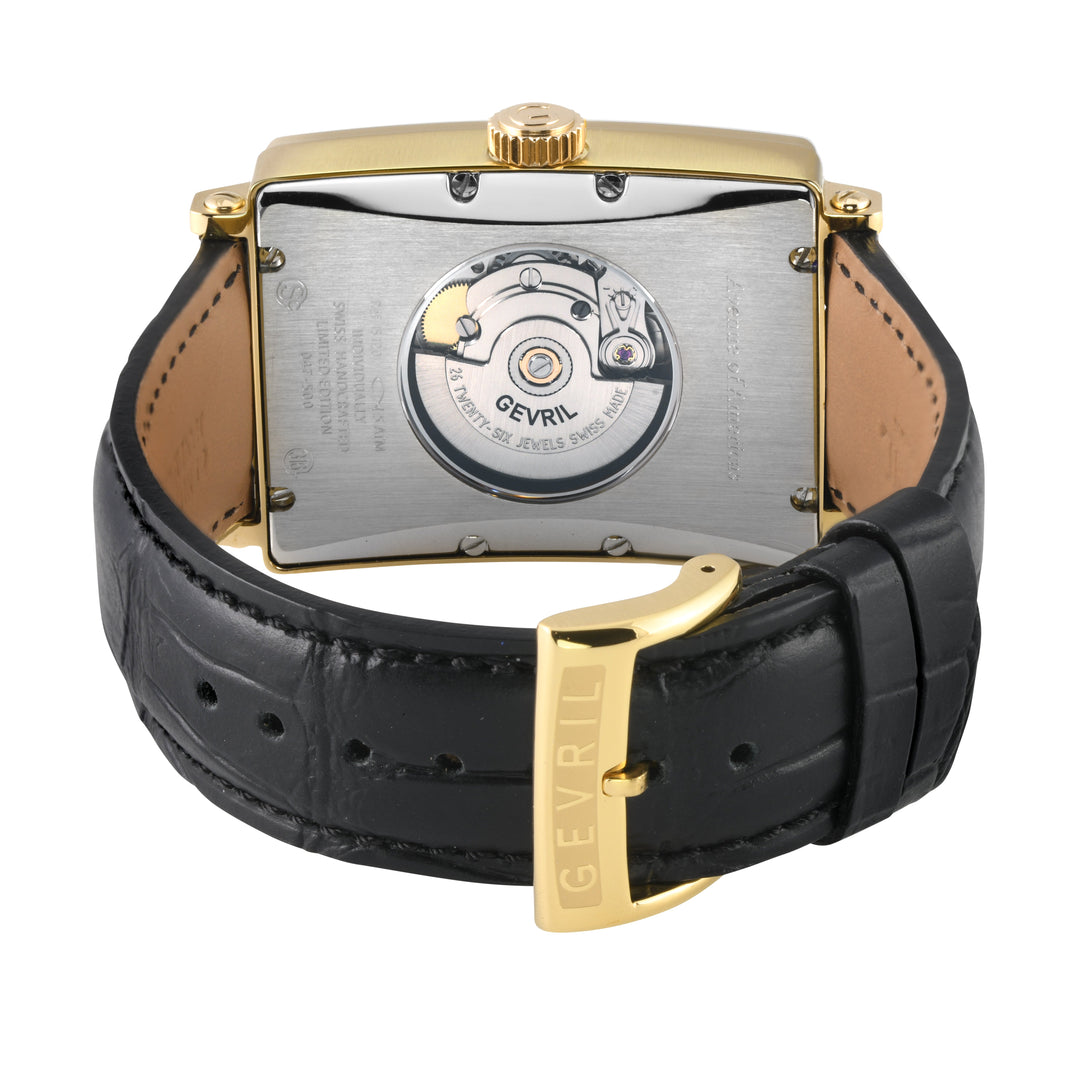 Avenue of Americas Gevril Men's Avenue of America's IPYG Case, Silver/Gold Dial,