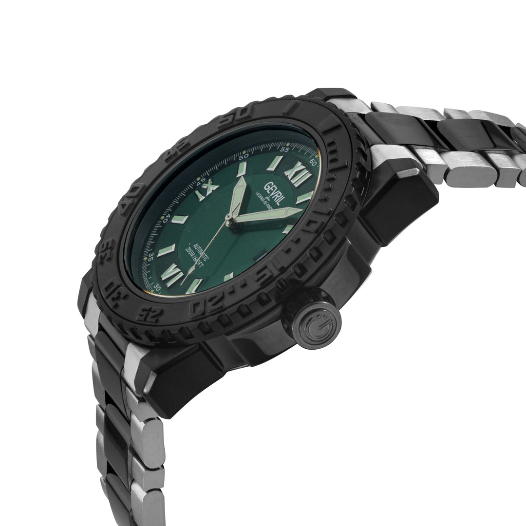 Seacloud Gevril Steel and Black PVD Black Dial Luminous Hands Swiss Made Automat