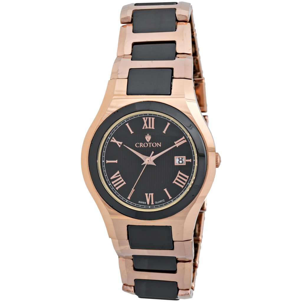 Croton Men's "Millennium" Tungsten & Ceramic Swiss Quartz Watch with Date rose/c