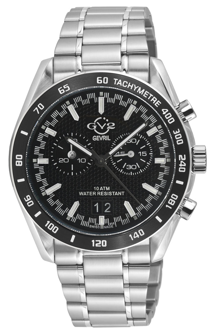 Freccia-Chronograph GV2 Swiss Quartz, 316L Case, Black Bezel, Black Dial, 316L S