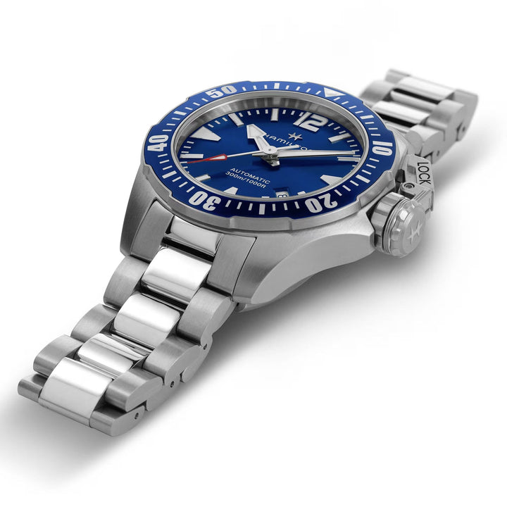 Khaki Navy Silver/SS Blue Dial