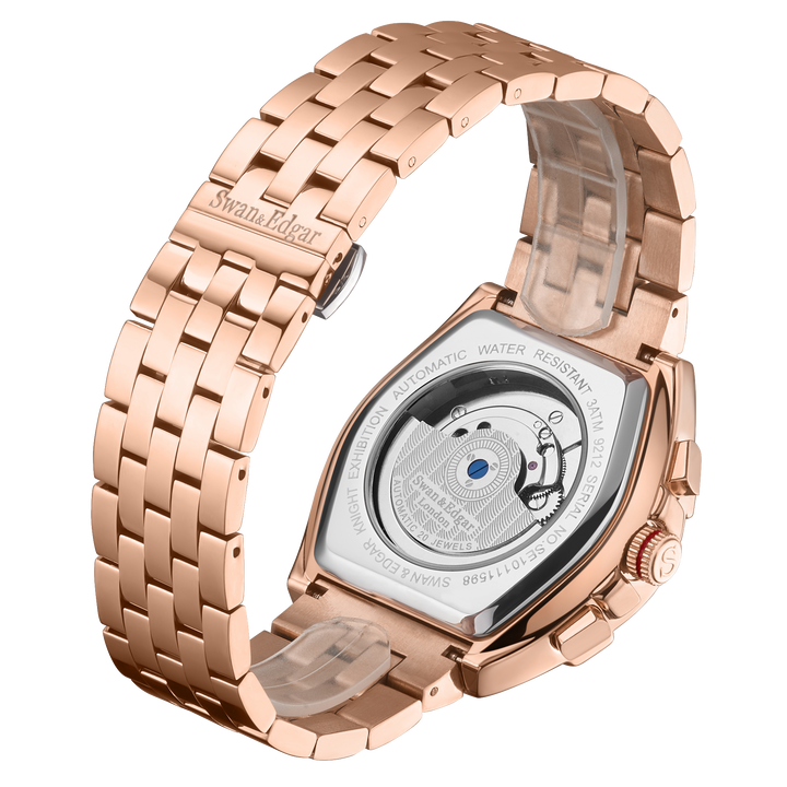 Knight Exhibition Automatic Black Open Exhibition Dial Rose Gold Stainless Steel