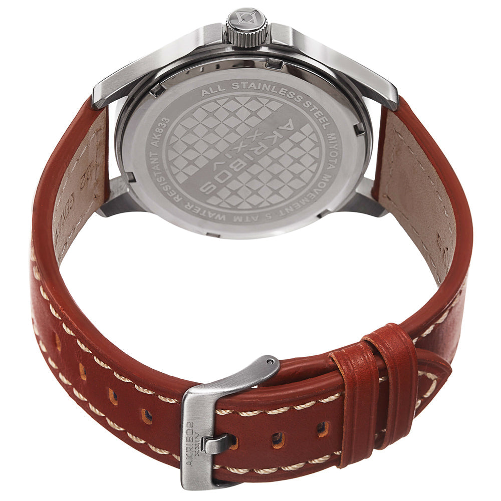 AK833SSBR-Casual Brown/Leather | White Dial