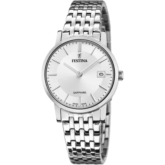 Swiss Made Silver / Stainless Steel Silver Dial