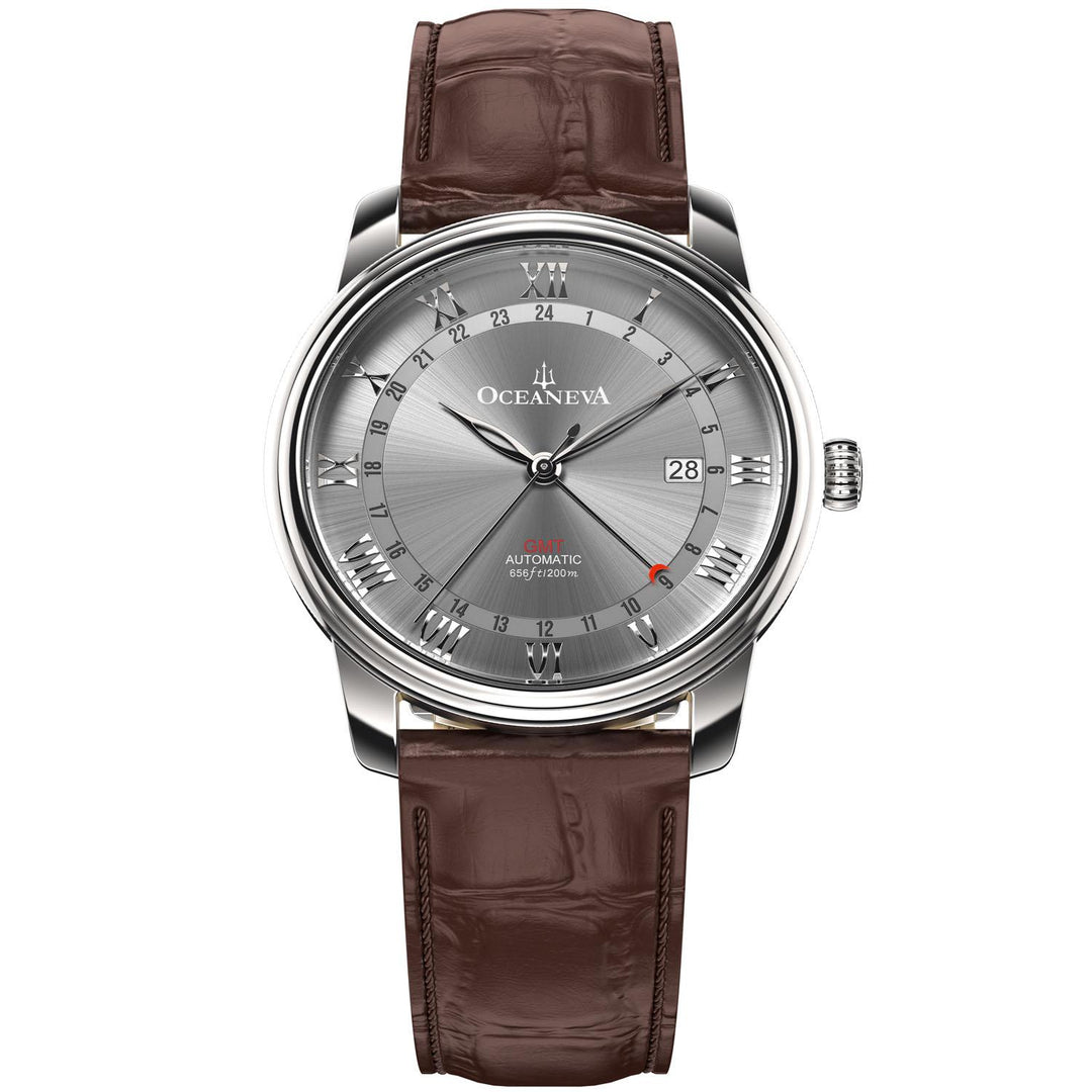 OceanTrek Automatic GMT 200m Gray/Brown Grey Dial