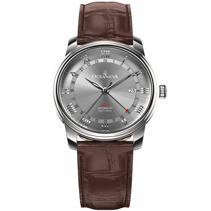 OceanTrek Automatic GMT 200m Gray/Brown Grey Dial