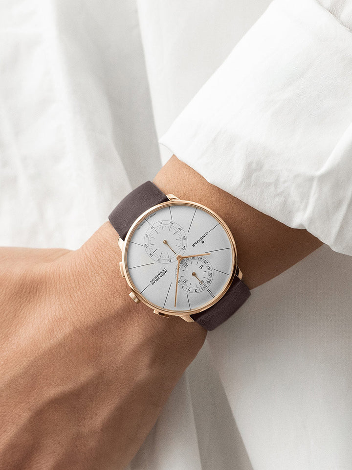 Meister Fein Chronoscope Mega Solar White Dial / Dark Brown Leather White Dial