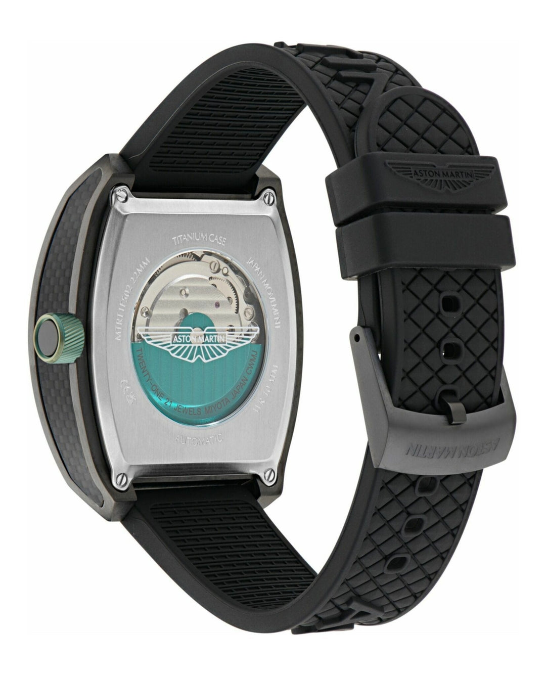 TRG Automatic Skeletonized Tonneau/Gunmetal IP/Black Silicone Green Dial
