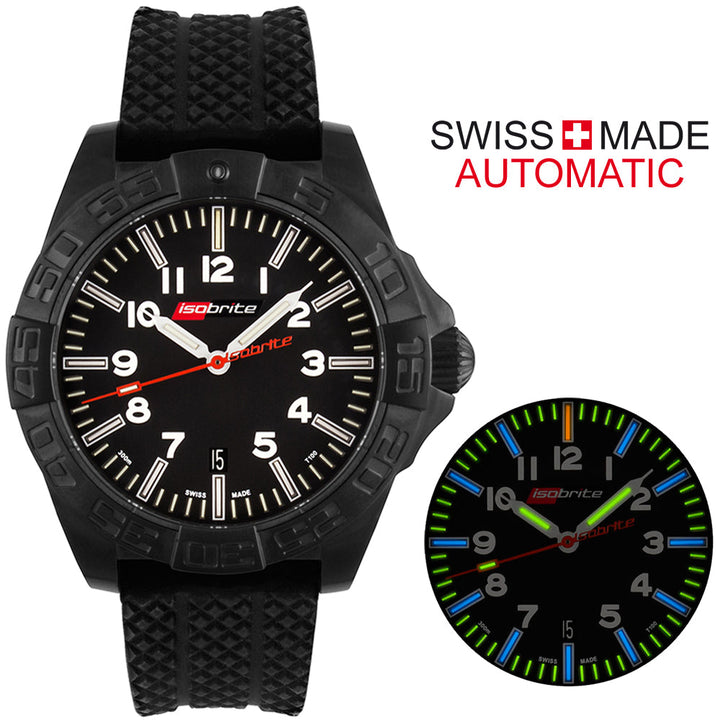 Swiss Made Automatic 64 x T100 Tritium Markers - ISO722 | Black Dial