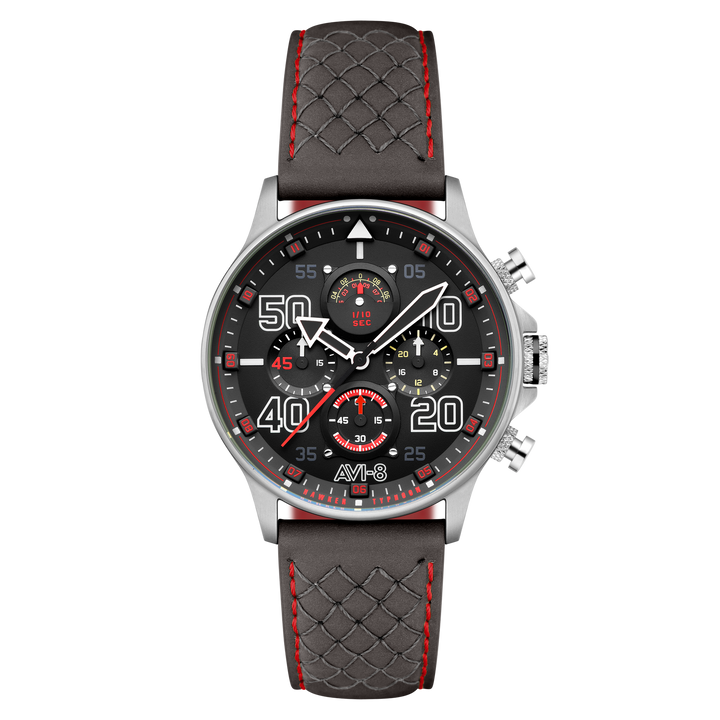 Coningham Chronograph Black / Leather Black Dial