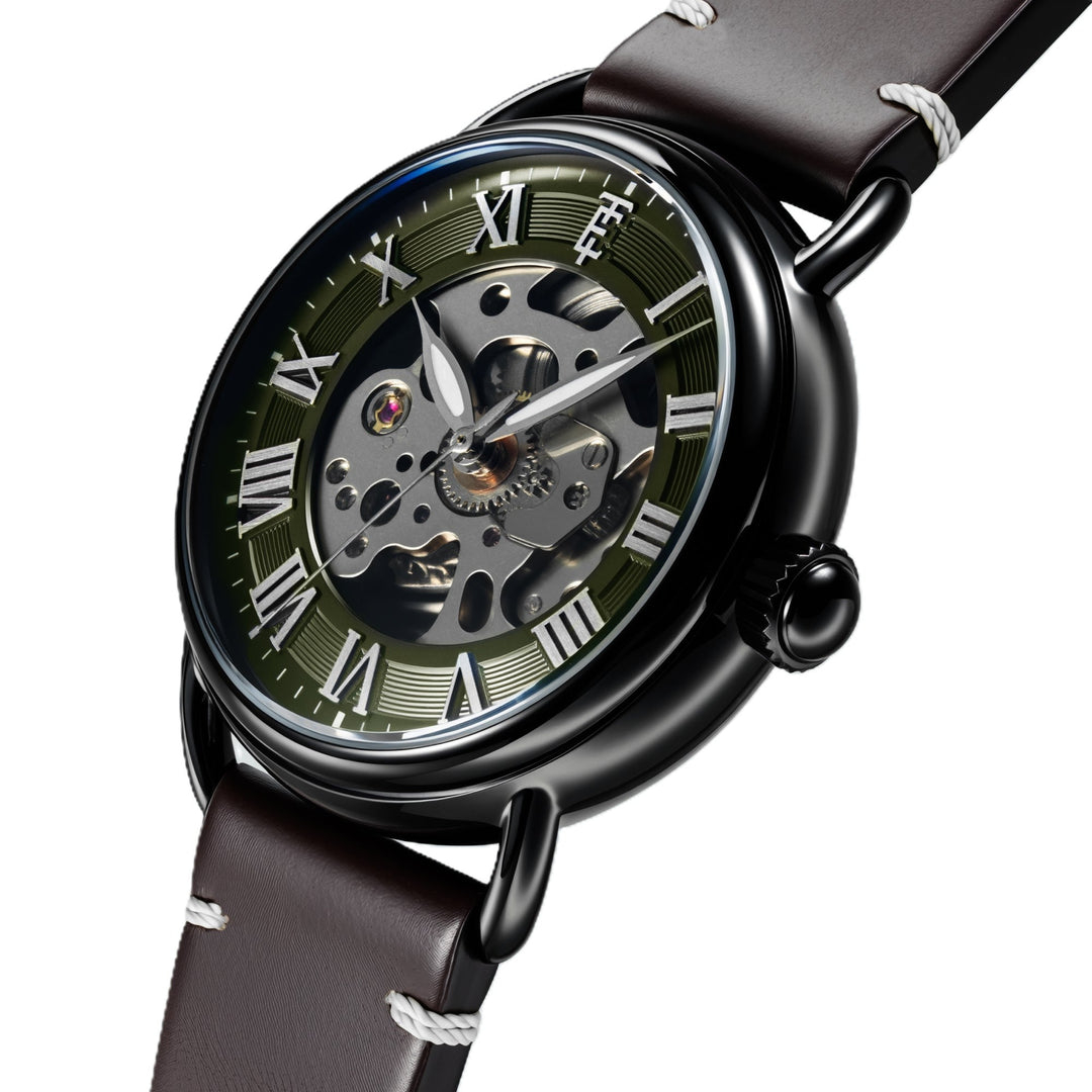 Investigator 40 Olive Green / Brown Leather Strap Green Dial