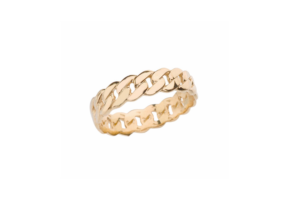 Rose Gold 5 mm Cuban Link Chain Eternity Band Ring
