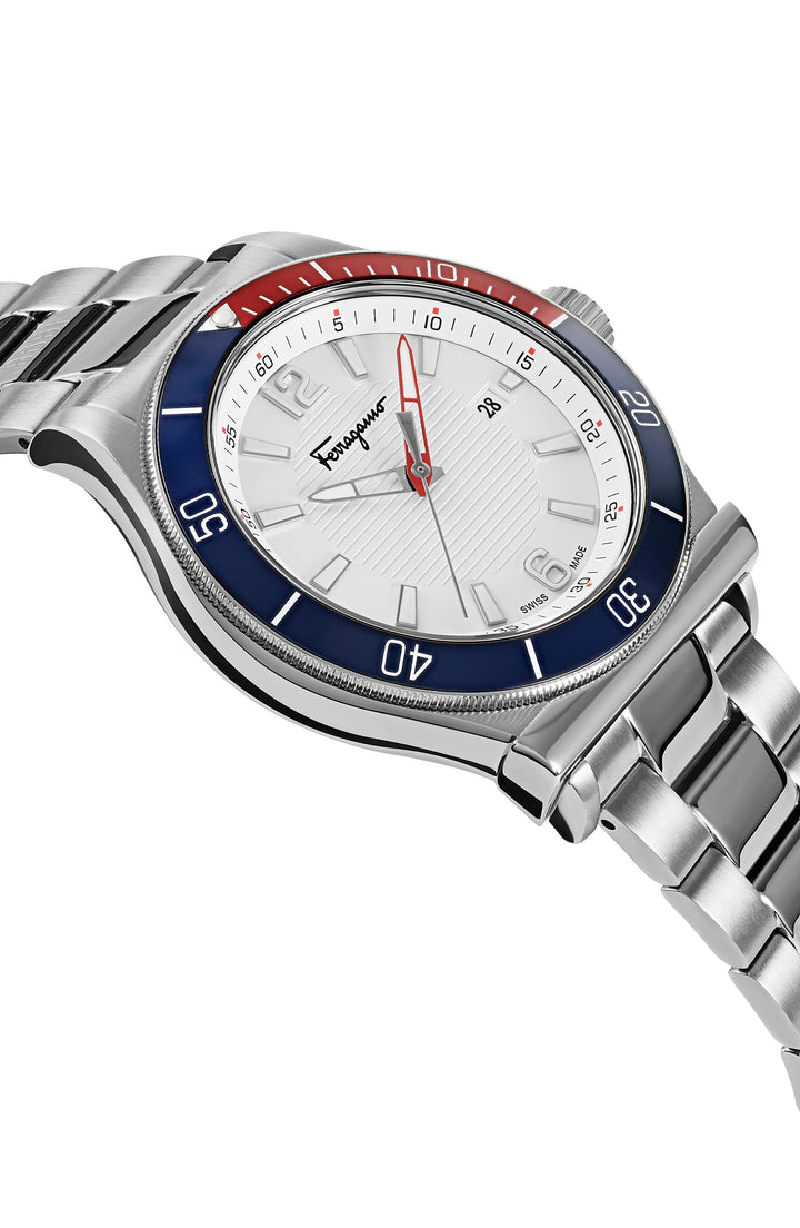 Ferragamo 1898 Sport 44mm / Silver / Silver | Silver Dial