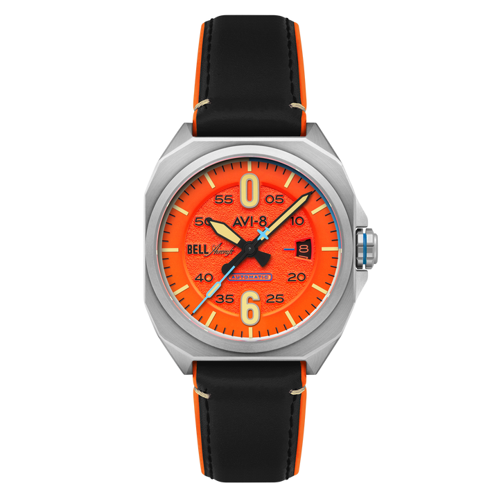 Bell X-1 Machbuster Automatic Orange / Black Hybrid leather and rubber strap | O