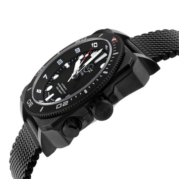 XO Submarine Sellita SW200 rotating bezel Black dial Black PVD Divers watch Mesh