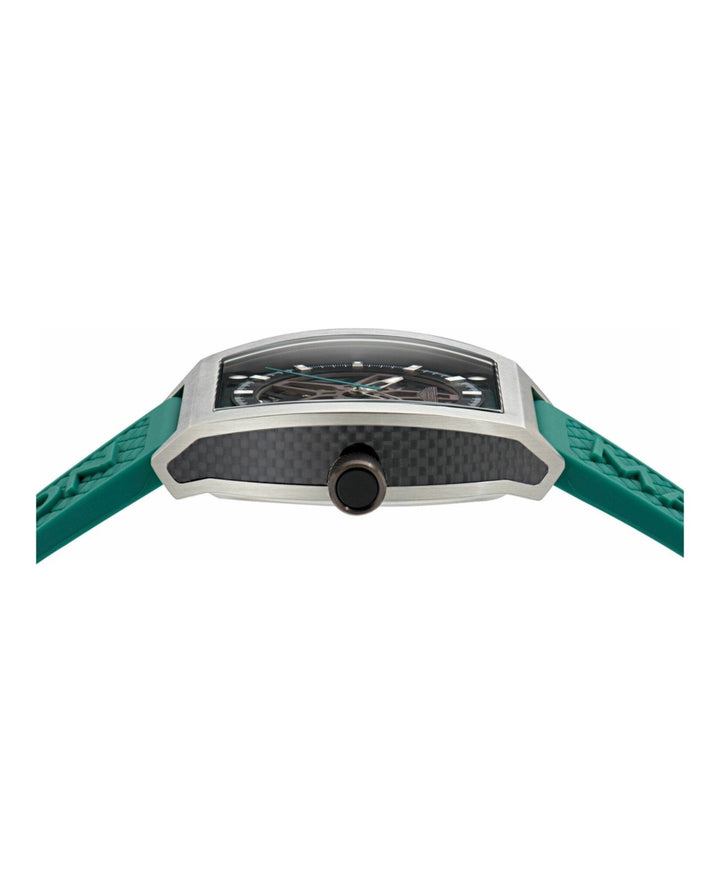 TRG Automatic Skeletonized Tonneau/Stainless Steel/Green Silicone Green Dial