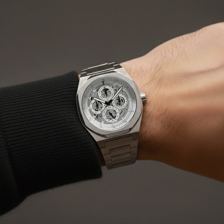 Discovery Drake Triple Calendar Skeleton Automatic White / Stainless Steel | Whi