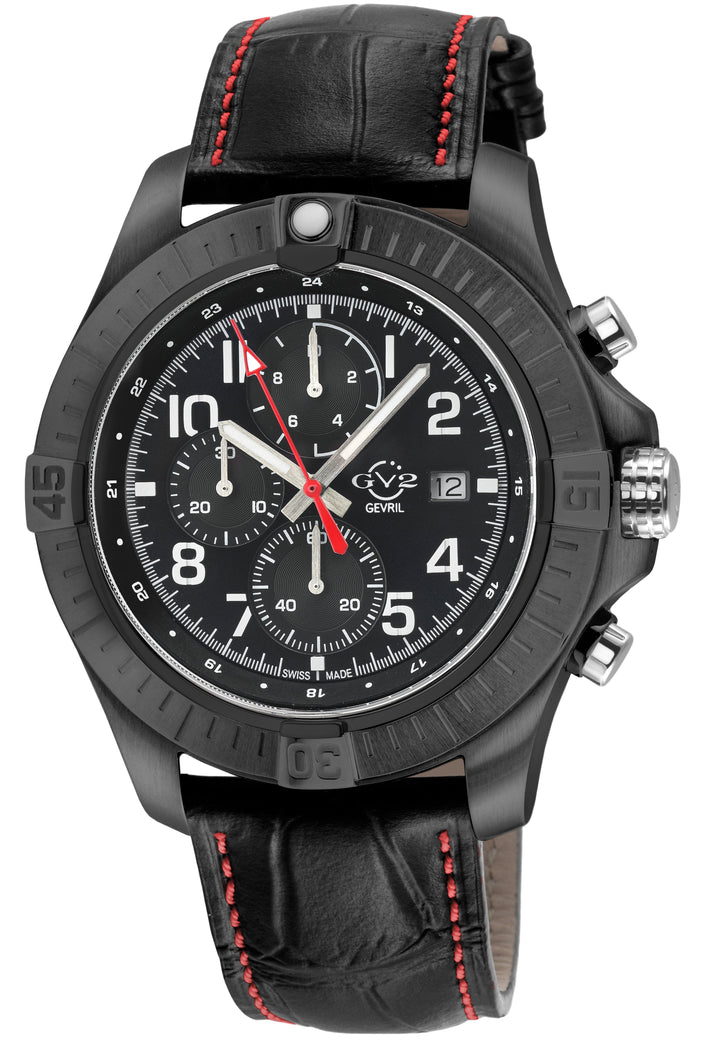 T38 GV2 Swiss Quartz Chronograph, 316L IPBLK Case, Black Enamel Dial, Black Hand