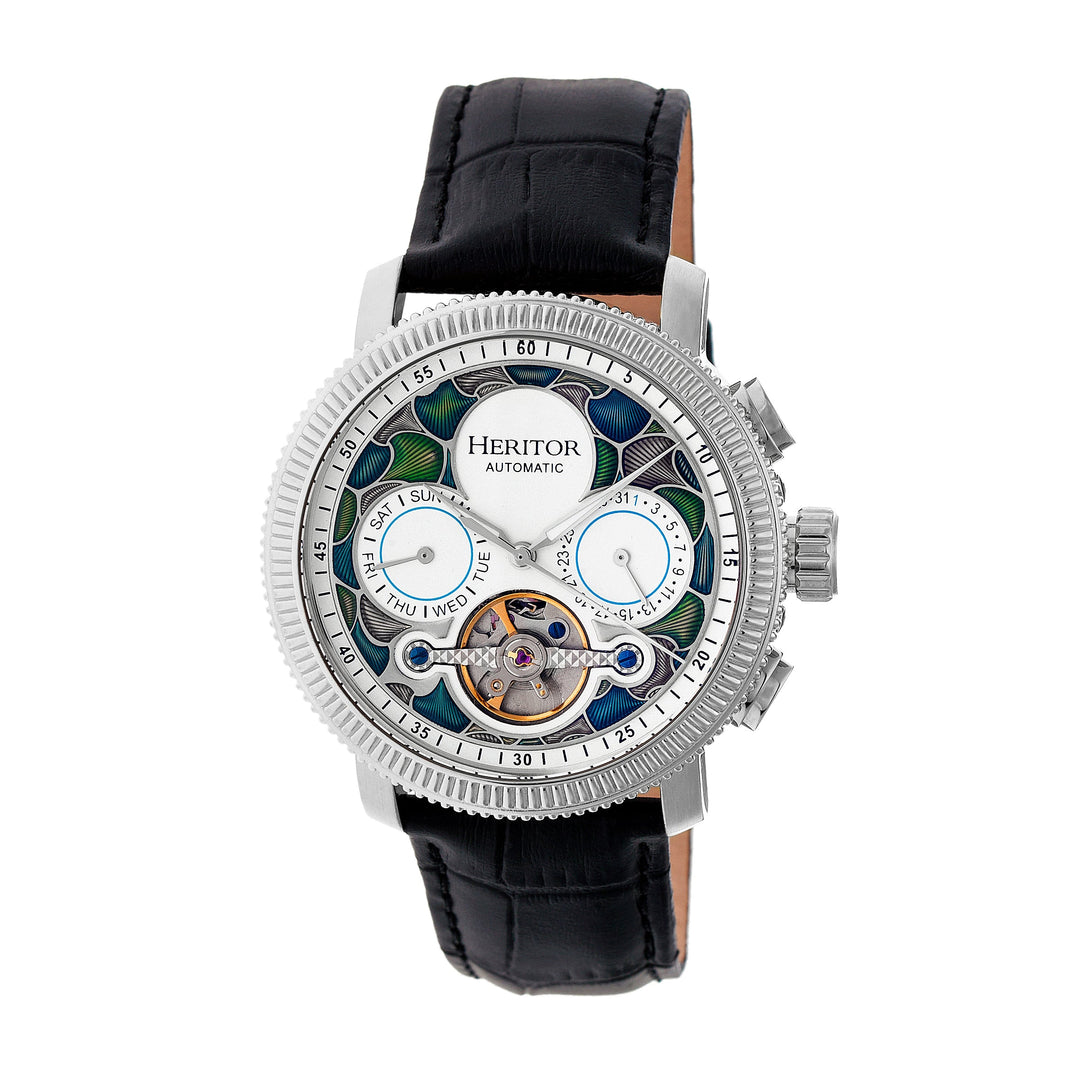 Aura Semi-Skeleton Genuine Leather-Band Watch