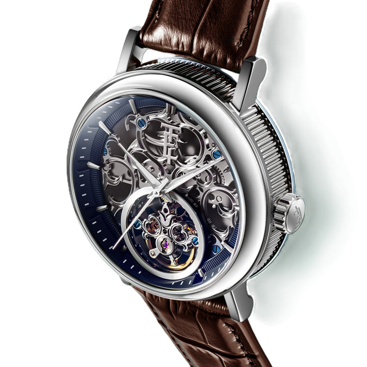 Beaufort Steel Wave  / Brown Leather Strap Blue Dial