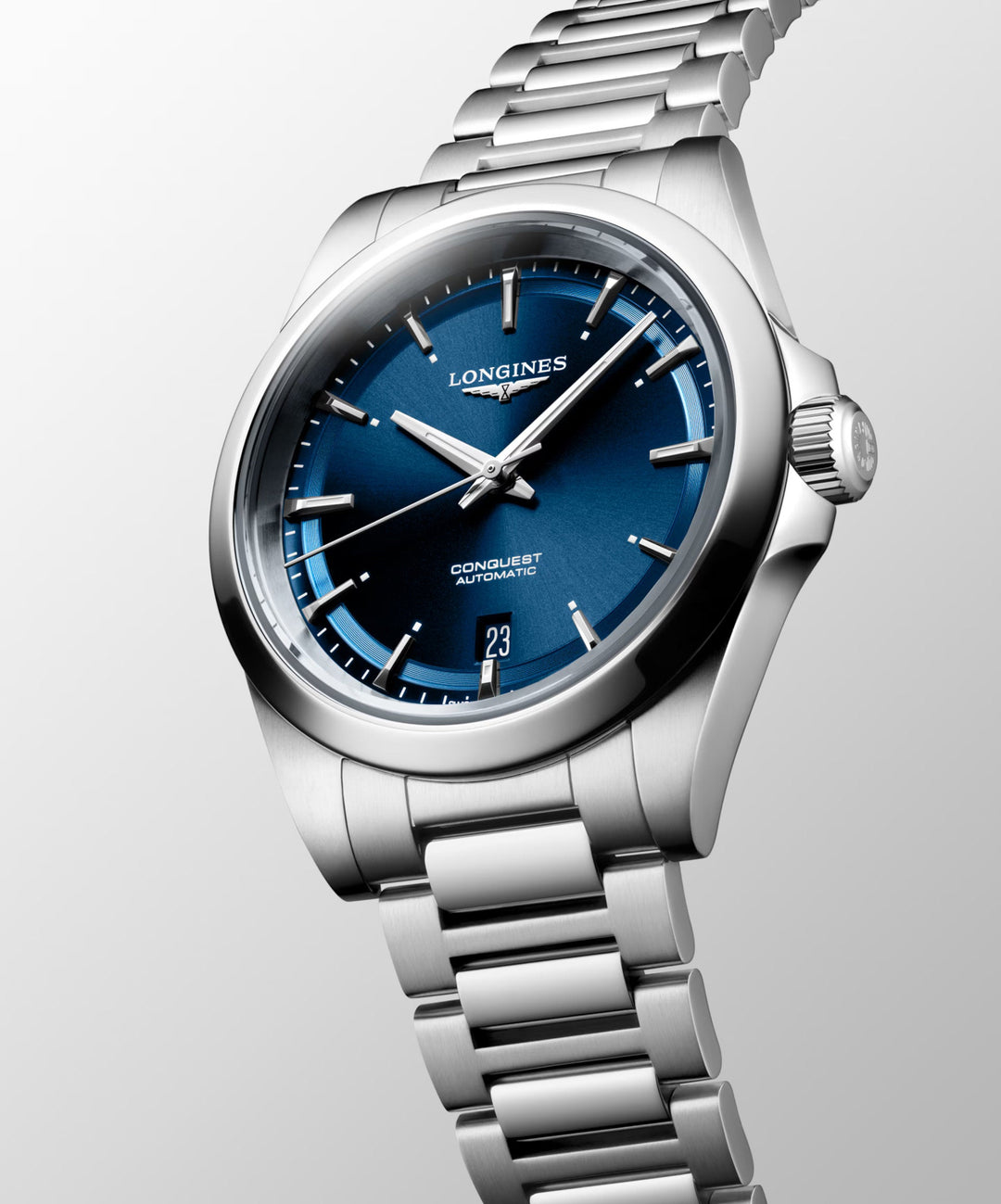 Conquest Silver/Blue Sunray Blue Dial