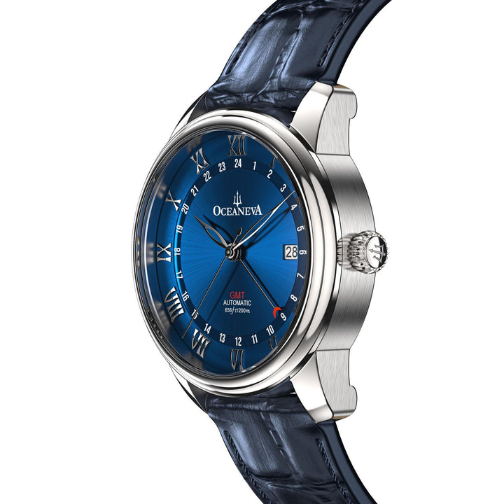 OceanTrek Automatic GMT 200m Silver Bezel |Blue Dial