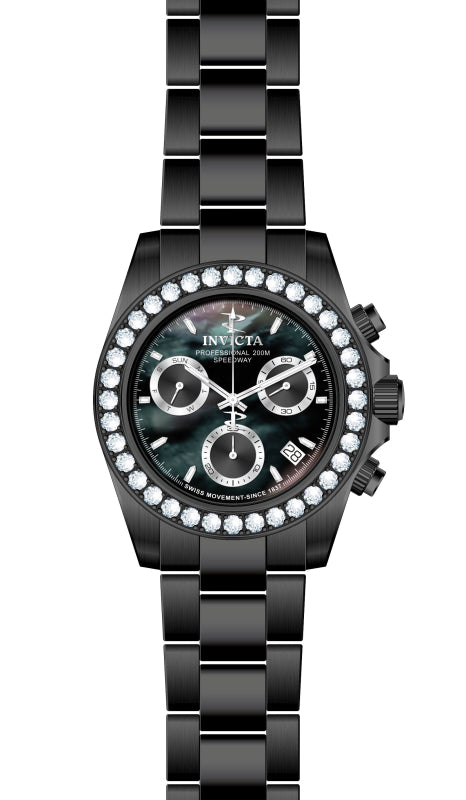 Elite Diamond Black Mother-of-Pearl dial / Black Stainless Steel Bracelet Black 
