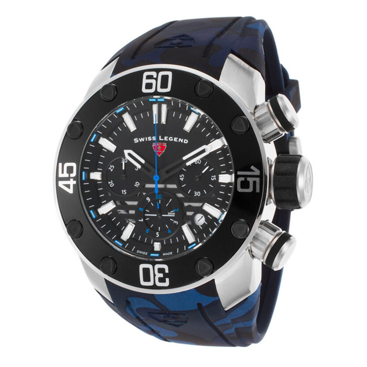 Lionpulse Chronograph Black & Blue / Rubber | Black Dial