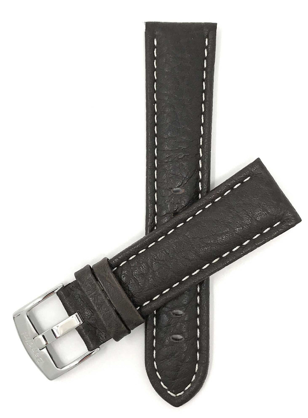 502 | 30mm Brown Italian Leather Watch Band - Buffalo Pattern - Padded 30mm / Br