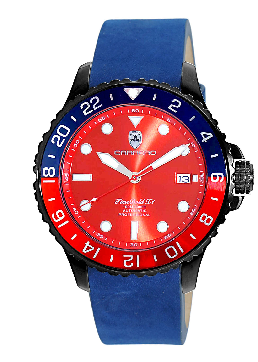 TIME BOLD- X4 BLUE/RED - BLUE SUEDE Red Dial