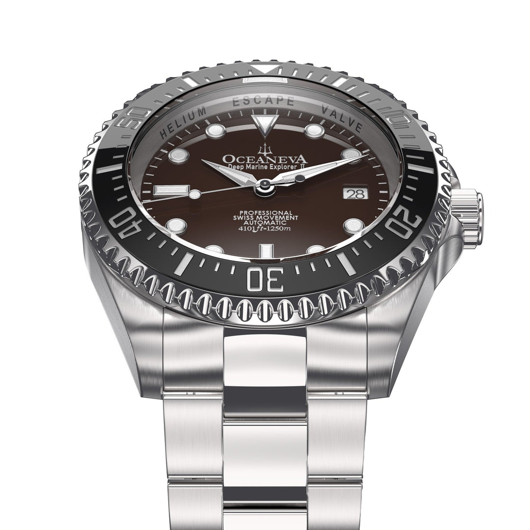 Deep Marine Explorer Swiss Automatic II Silver bezel | Brown Dial