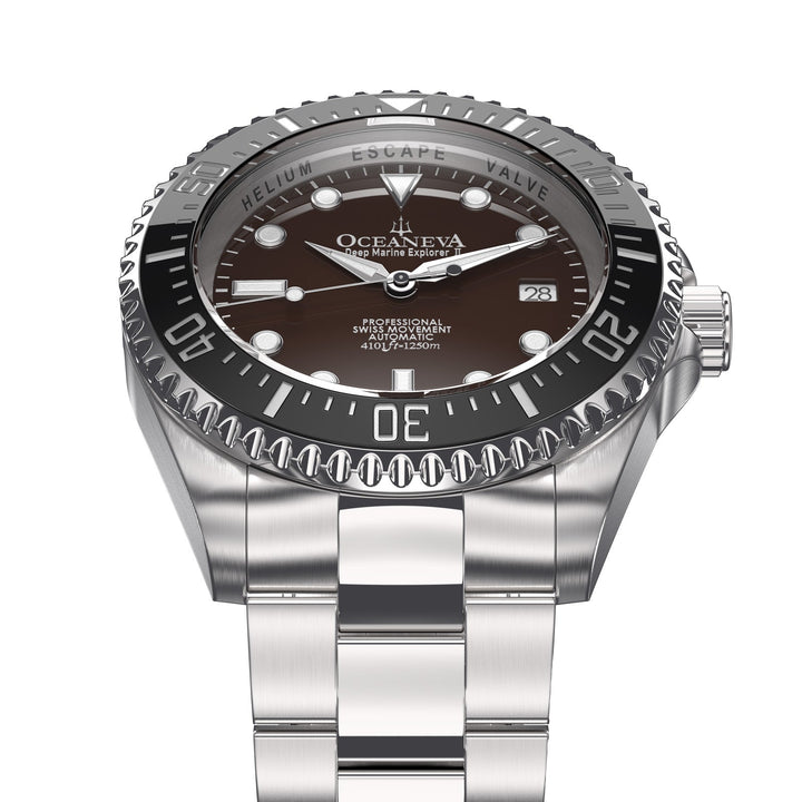 Deep Marine Explorer Swiss Automatic II Silver bezel | Brown Dial